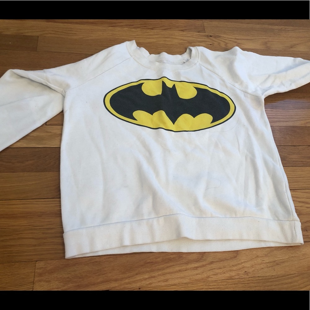 White Batman logo sweater